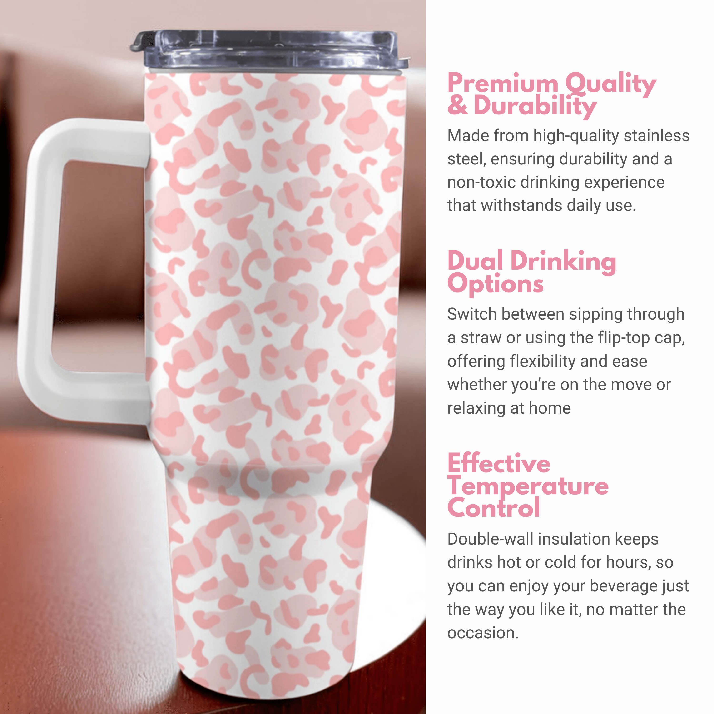 Pink Cheetah 40 Oz Tumbler