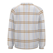 Plaid shirt with beige and blue stripes on a white background