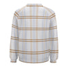 Plaid shirt with beige and blue stripes on a white background