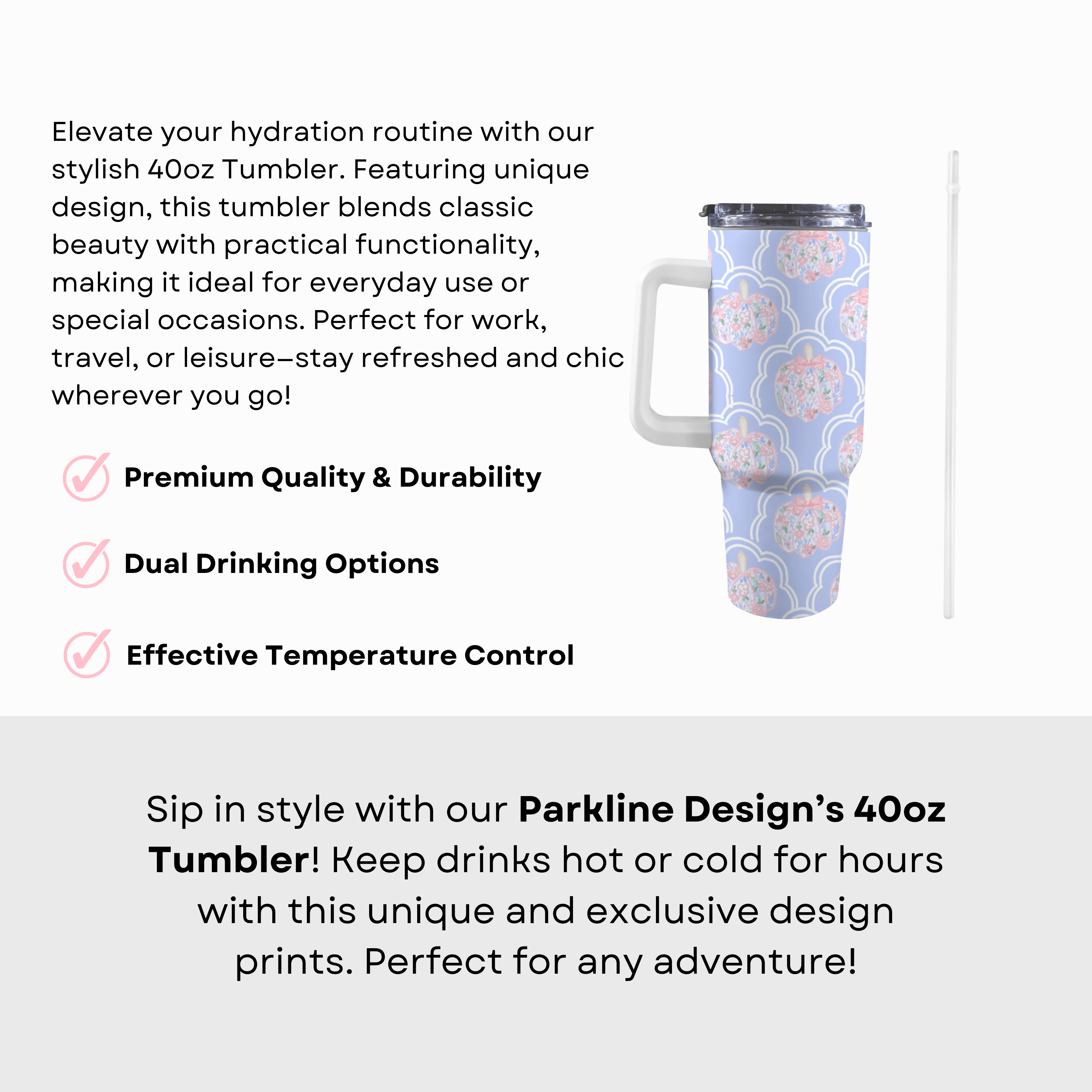 Floral Pumpkin 40 Oz Tumbler