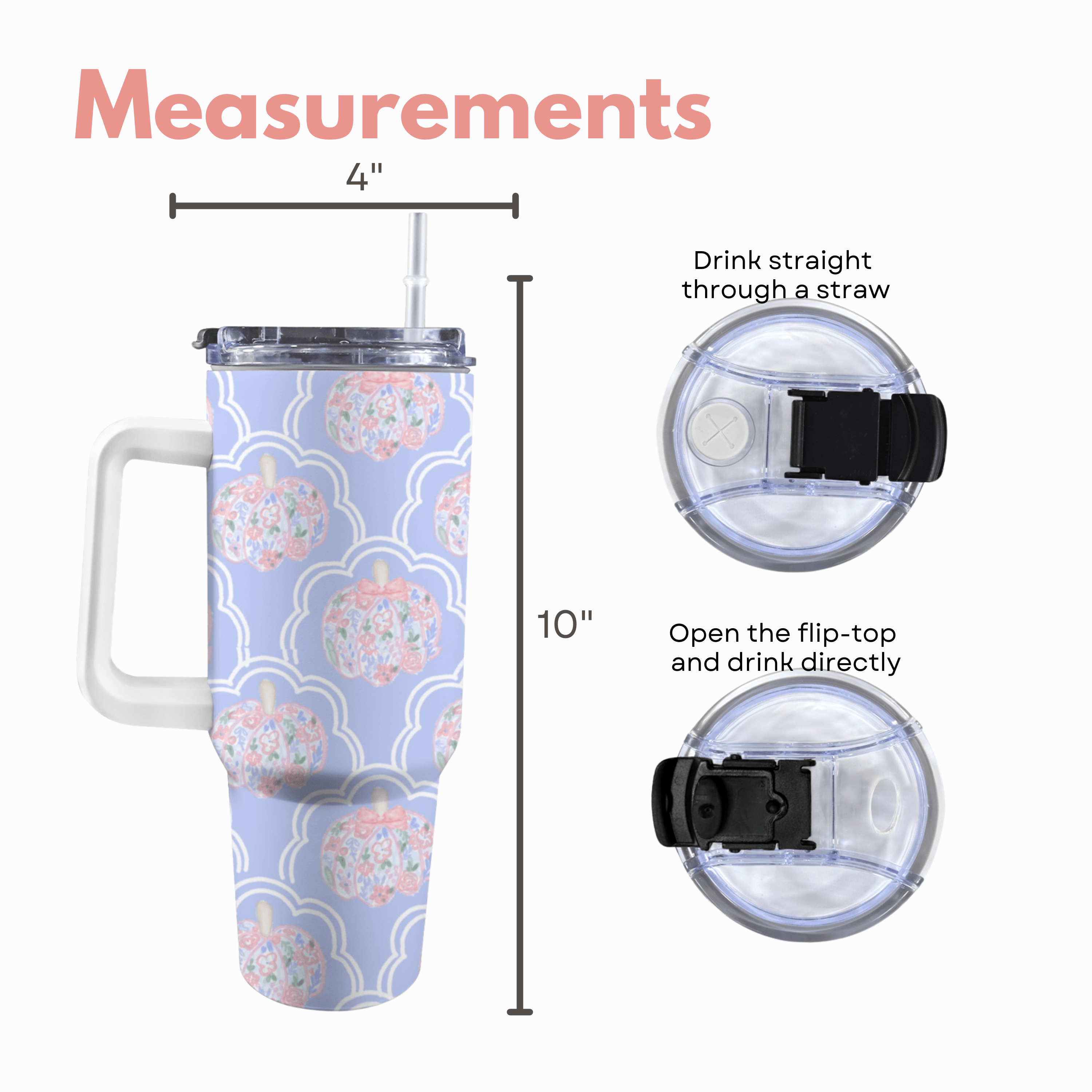 Floral Pumpkin 40 Oz Tumbler