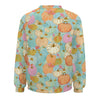 Sweatshirt with colorful pumpkin pattern on a white background
