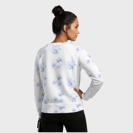 Stylish Cotton Sweatshirt in Sophia's Hydrangea Floral Print back