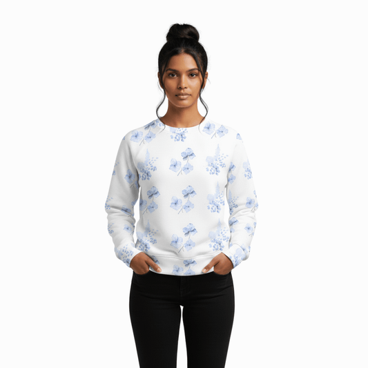 Stylish Cotton Sweatshirt in Sophia's Hydrangea Floral Print front