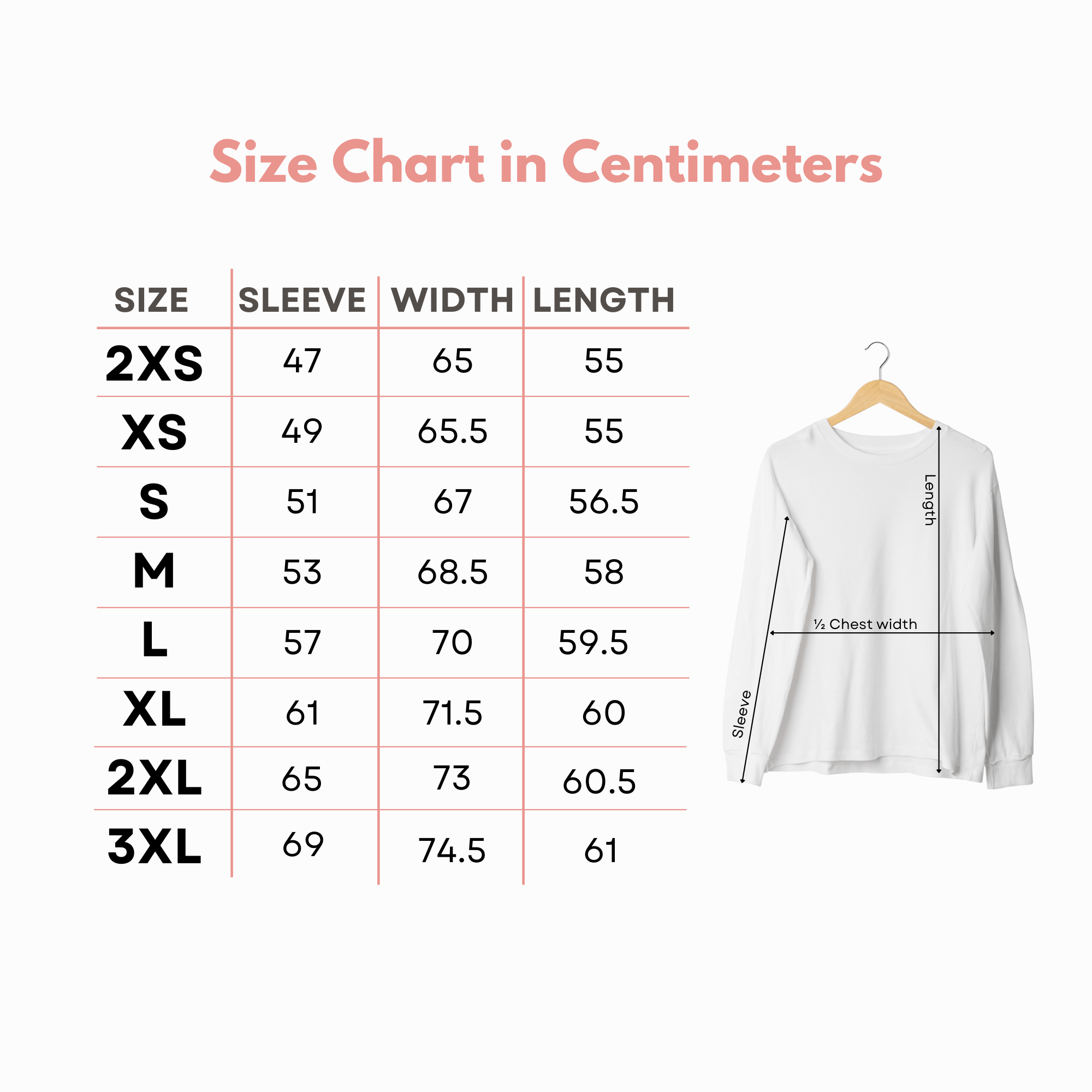 Stylish Cotton Sweatshirt in Sophia's Hydrangea Floral Print size chart